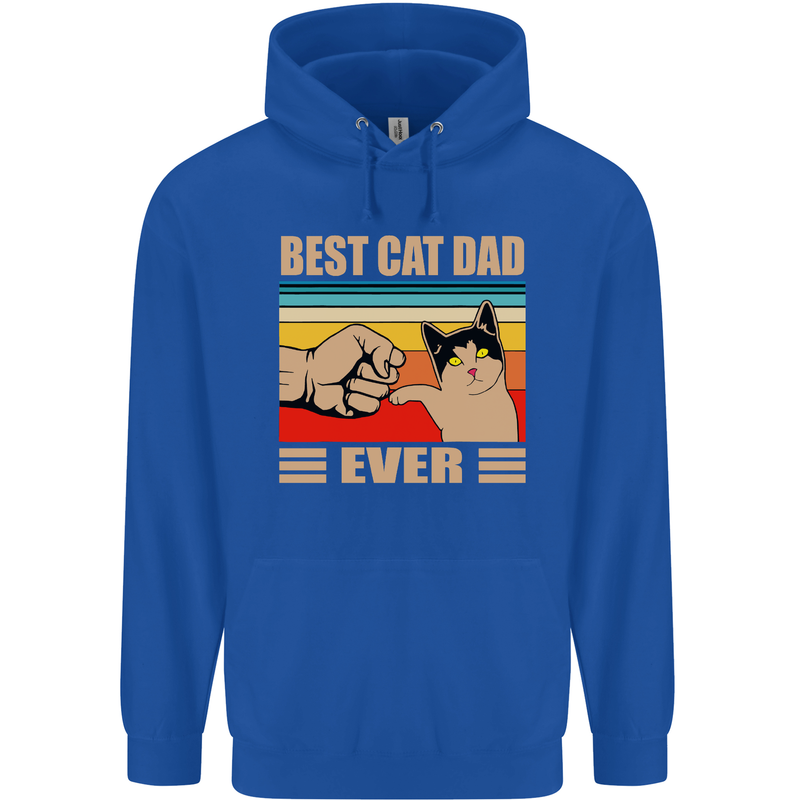 Best Cat Dad Ever Funny Father's Day Mens 80% Cotton Hoodie Royal Blue