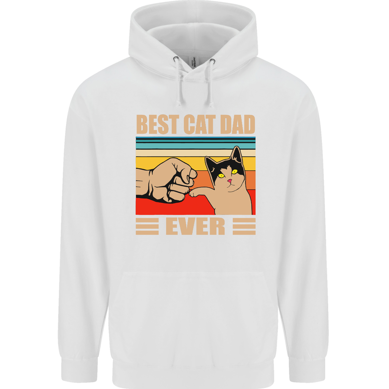 Best Cat Dad Ever Funny Father's Day Mens 80% Cotton Hoodie White