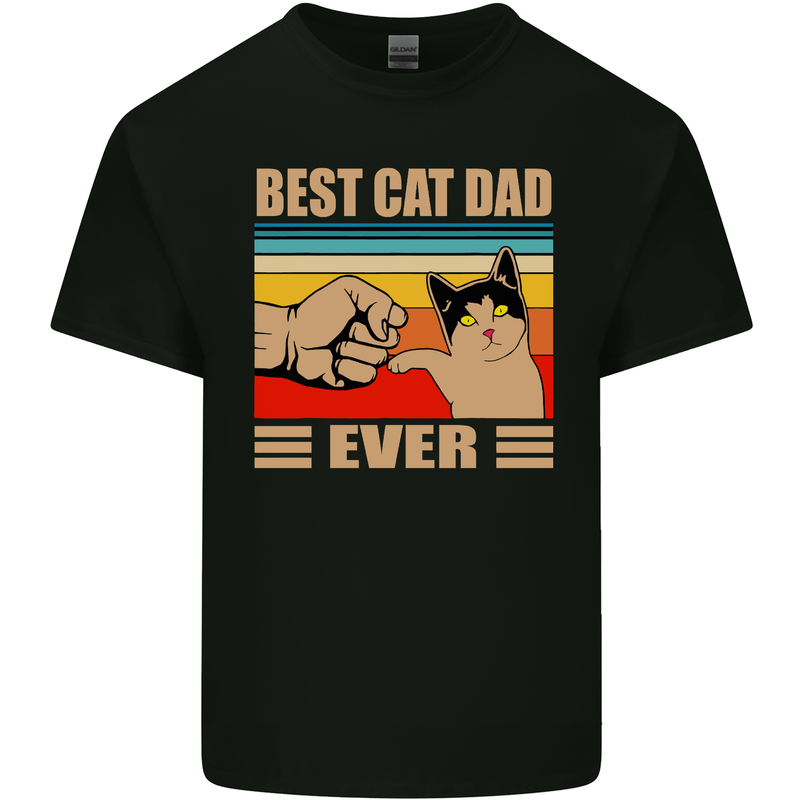 Best Cat Dad Ever Funny Father's Day Mens Cotton T-Shirt Tee Top Black