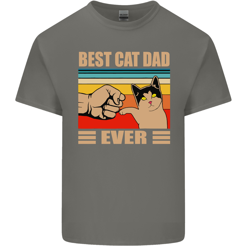 Best Cat Dad Ever Funny Father's Day Mens Cotton T-Shirt Tee Top Charcoal