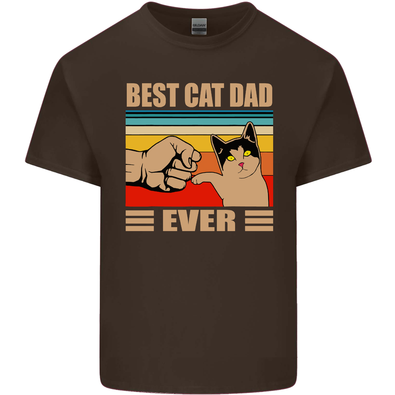Best Cat Dad Ever Funny Father's Day Mens Cotton T-Shirt Tee Top Dark Chocolate