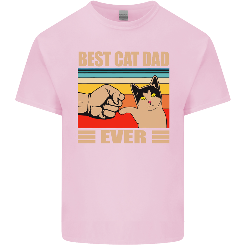 Best Cat Dad Ever Funny Father's Day Mens Cotton T-Shirt Tee Top Light Pink