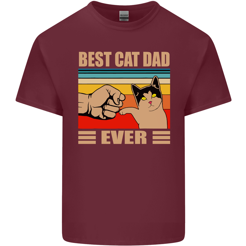 Best Cat Dad Ever Funny Father's Day Mens Cotton T-Shirt Tee Top Maroon
