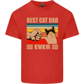 Best Cat Dad Ever Funny Father's Day Mens Cotton T-Shirt Tee Top Red