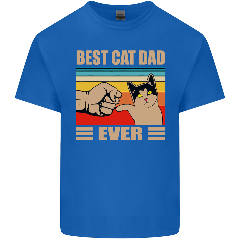 Best Cat Dad Ever Funny Father's Day Mens Cotton T-Shirt Tee Top Royal Blue