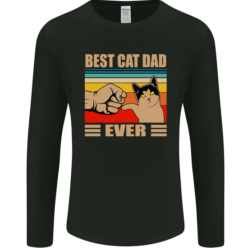 Best Cat Dad Ever Funny Father's Day Mens Long Sleeve T-Shirt Black