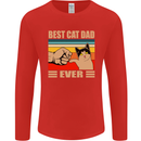 Best Cat Dad Ever Funny Father's Day Mens Long Sleeve T-Shirt Red