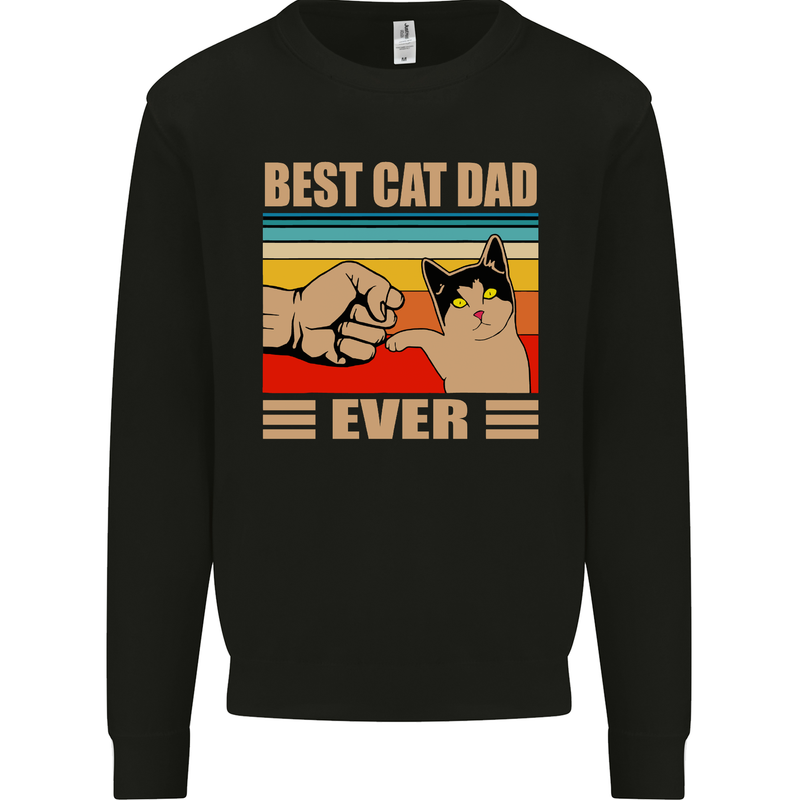 Best Cat Dad Ever Funny Father's Day Mens Sweatshirt Jumper Black