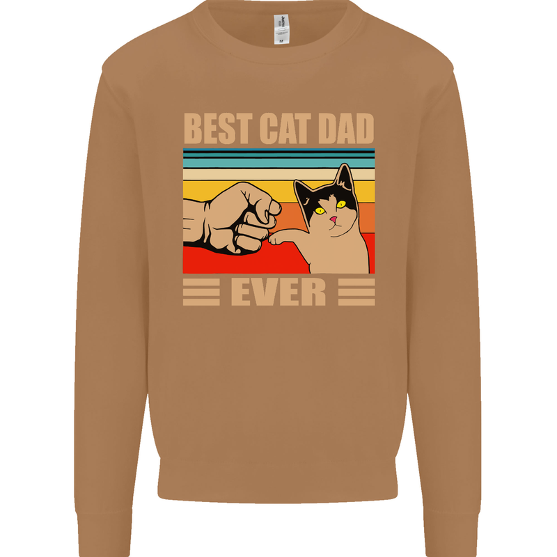 Best Cat Dad Ever Funny Father's Day Mens Sweatshirt Jumper Caramel Latte