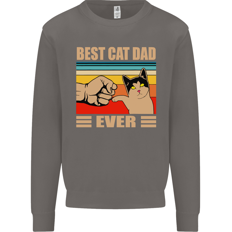 Best Cat Dad Ever Funny Father's Day Mens Sweatshirt Jumper Charcoal