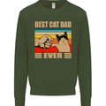 Best Cat Dad Ever Funny Father's Day Mens Sweatshirt Jumper Forest Green