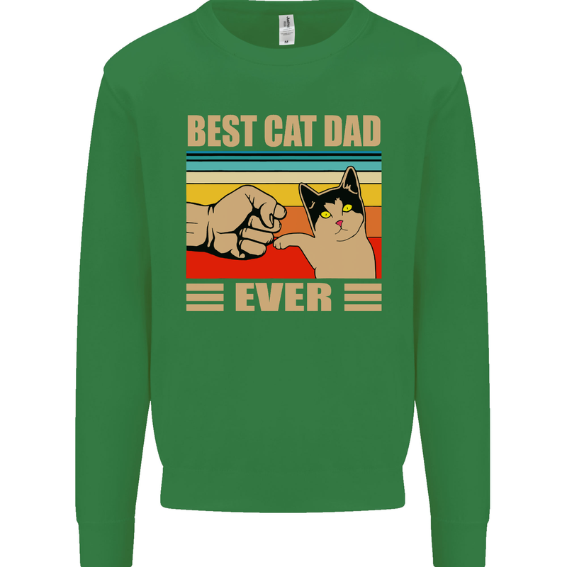 Best Cat Dad Ever Funny Father's Day Mens Sweatshirt Jumper Irish Green