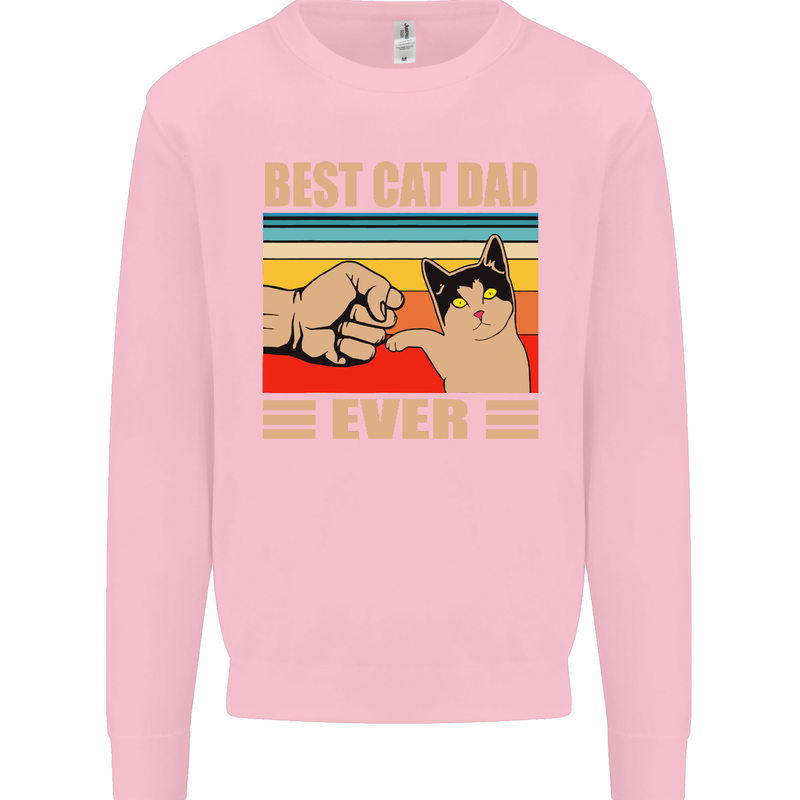 Best Cat Dad Ever Funny Father's Day Mens Sweatshirt Jumper Light Pink