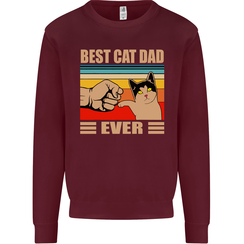 Best Cat Dad Ever Funny Father's Day Mens Sweatshirt Jumper Maroon