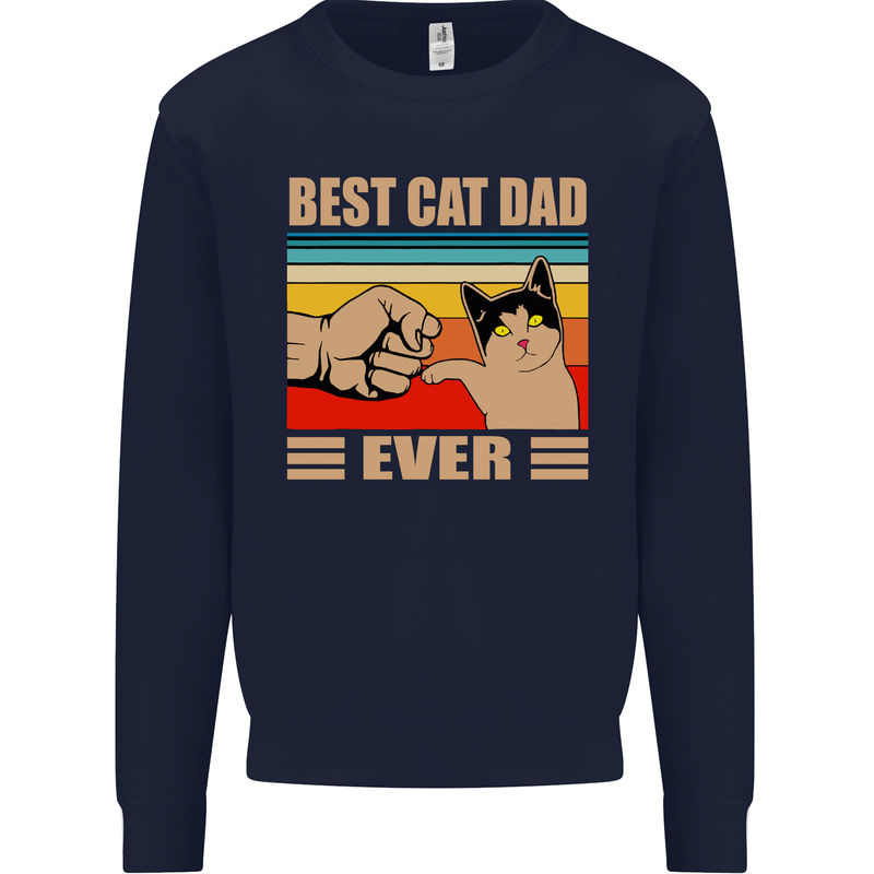 Best Cat Dad Ever Funny Father's Day Mens Sweatshirt Jumper Navy Blue