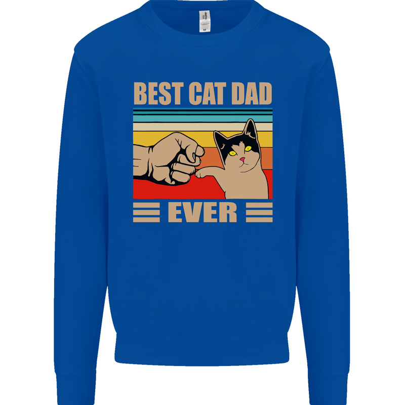 Best Cat Dad Ever Funny Father's Day Mens Sweatshirt Jumper Royal Blue