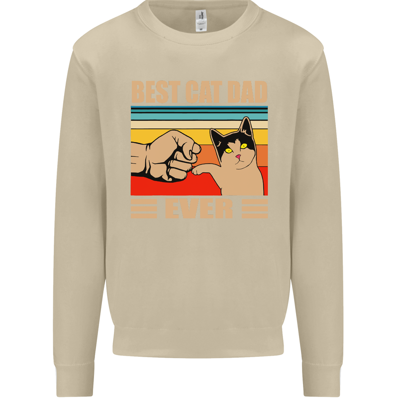 Best Cat Dad Ever Funny Father's Day Mens Sweatshirt Jumper Sand