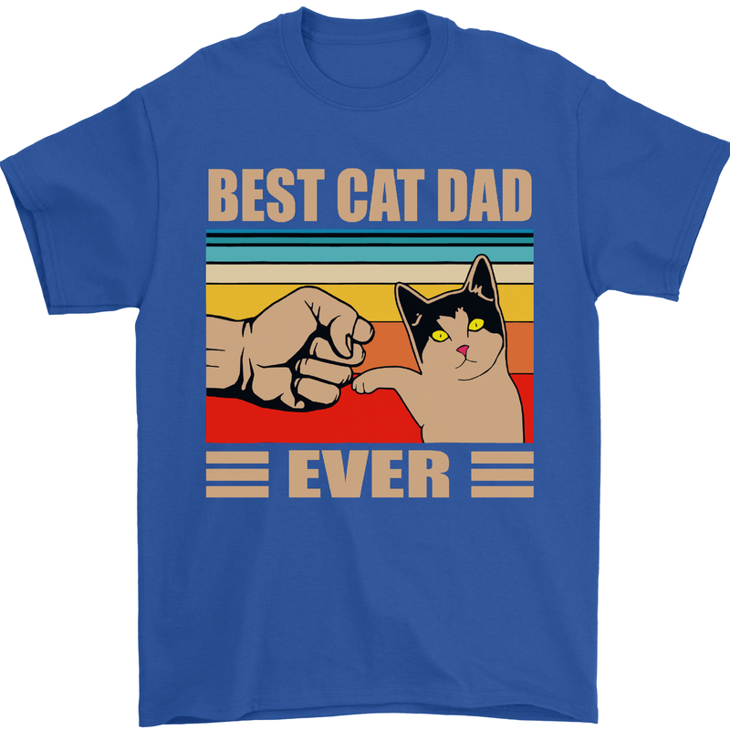 Best Cat Dad Ever Funny Father's Day Mens T-Shirt 100% Cotton Royal Blue