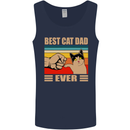Best Cat Dad Ever Funny Father's Day Mens Vest Tank Top Navy Blue