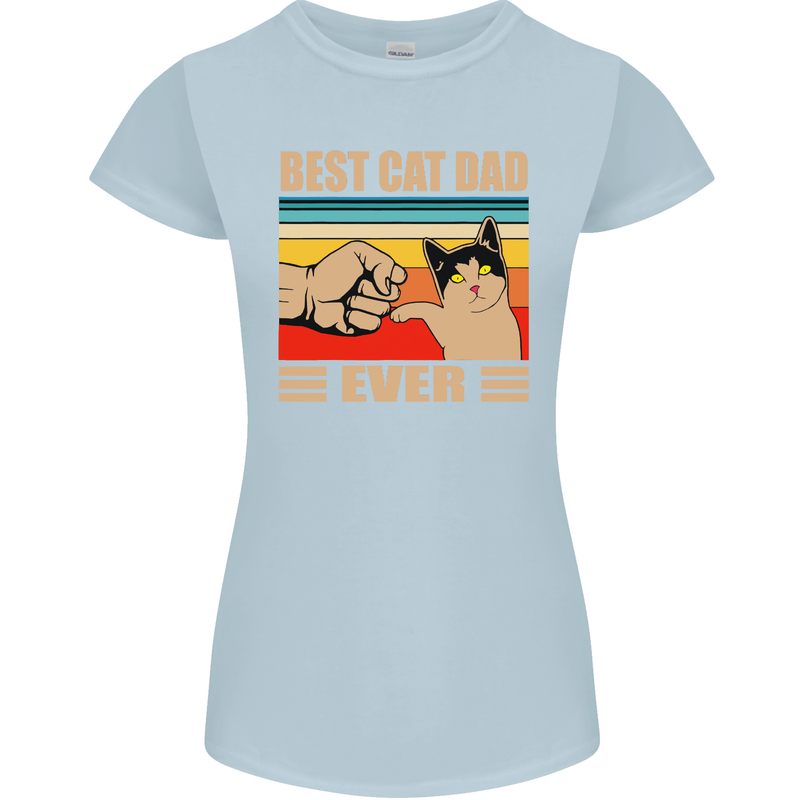 Best Cat Dad Ever Funny Father's Day Womens Petite Cut T-Shirt Light Blue
