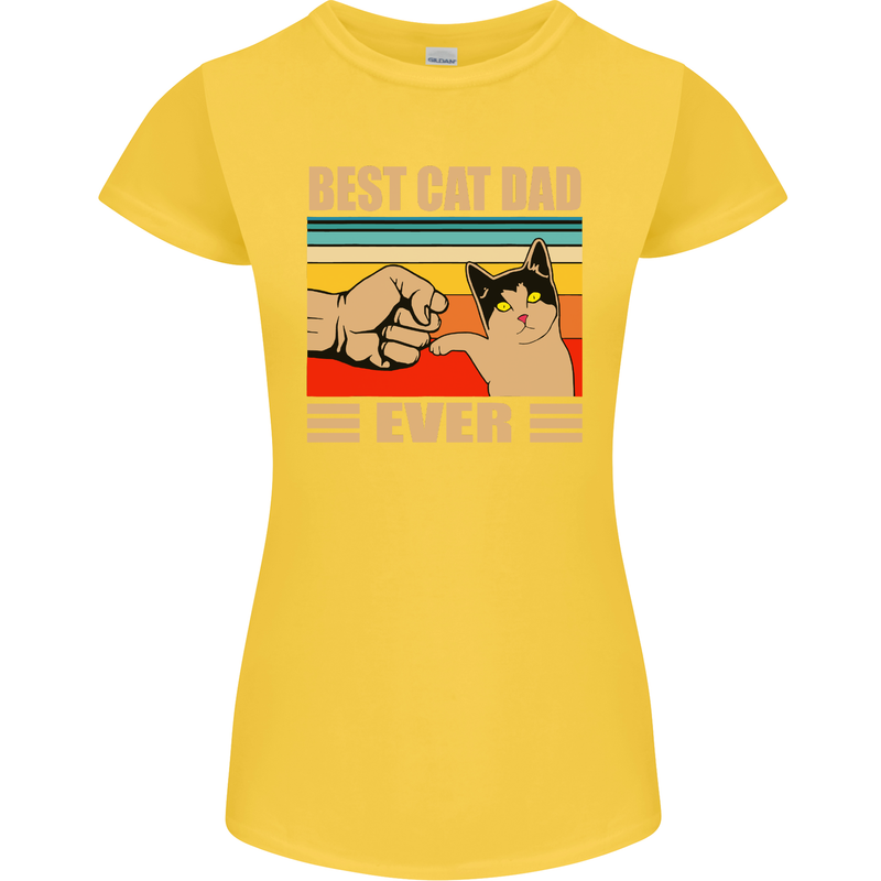Best Cat Dad Ever Funny Father's Day Womens Petite Cut T-Shirt Yellow