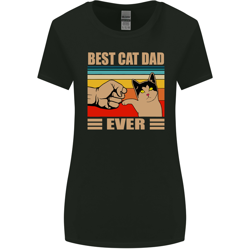 Best Cat Dad Ever Funny Father's Day Womens Wider Cut T-Shirt Black