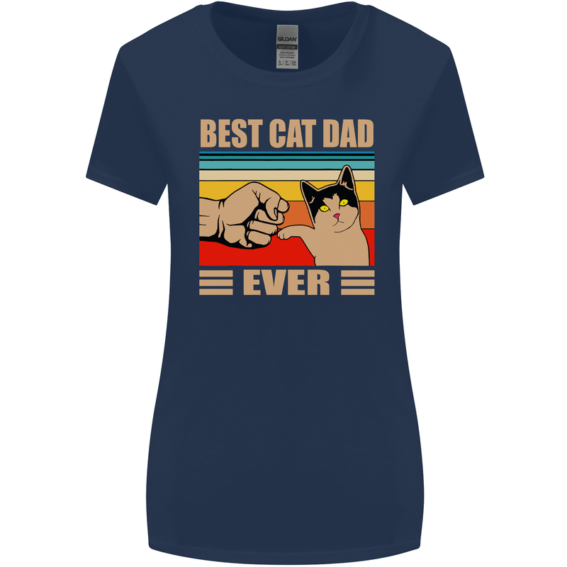 Best Cat Dad Ever Funny Father's Day Womens Wider Cut T-Shirt Navy Blue