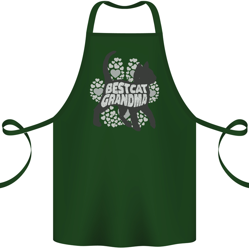 Best Cat Grandma Cotton Apron 100% Organic Forest Green