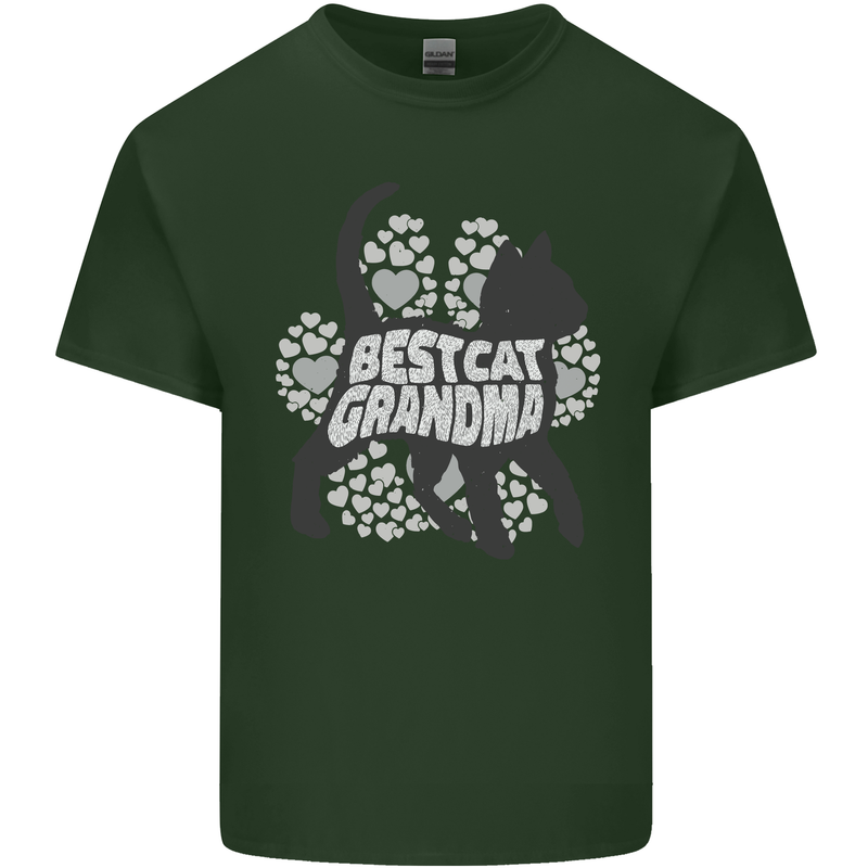 Best Cat Grandma Mens Cotton T-Shirt Tee Top Forest Green