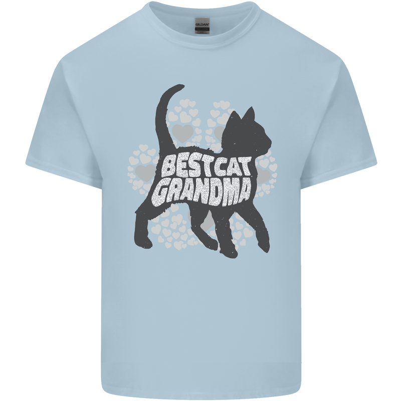 Best Cat Grandma Mens Cotton T-Shirt Tee Top Light Blue
