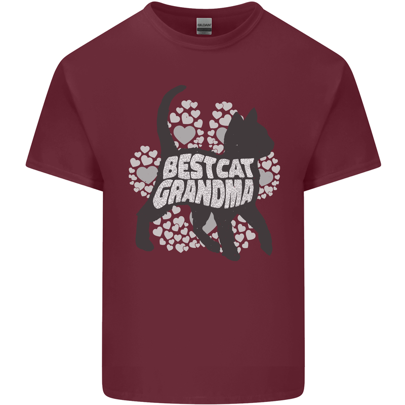 Best Cat Grandma Mens Cotton T-Shirt Tee Top Maroon