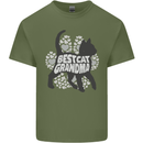 Best Cat Grandma Mens Cotton T-Shirt Tee Top Military Green