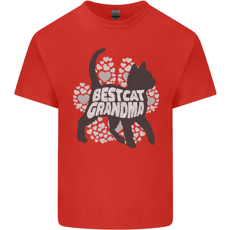 Best Cat Grandma Mens Cotton T-Shirt Tee Top Red