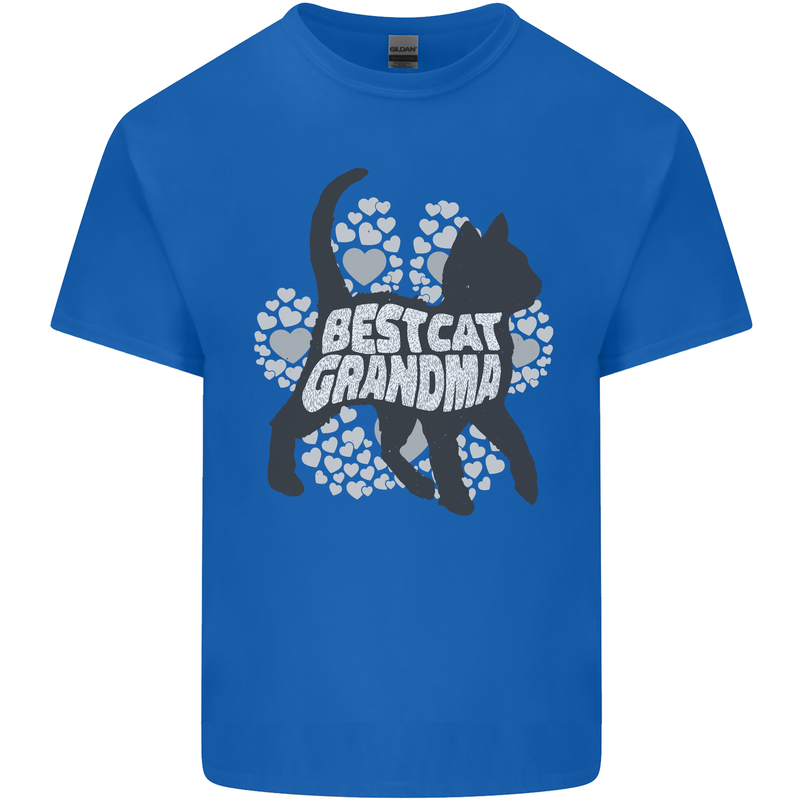 Best Cat Grandma Mens Cotton T-Shirt Tee Top Royal Blue