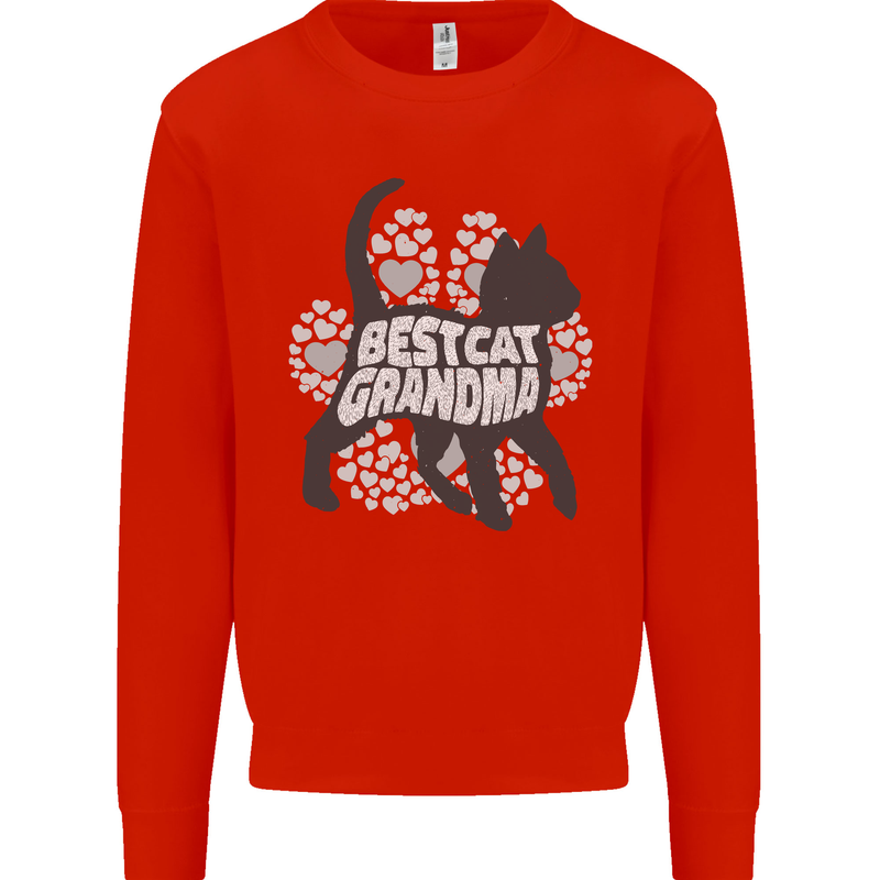 Best Cat Grandma Mens Sweatshirt Jumper Bright Red
