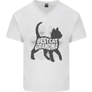 Best Cat Grandma Mens V-Neck Cotton T-Shirt White