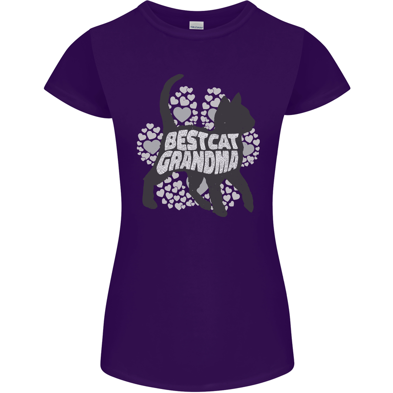 Best Cat Grandma Womens Petite Cut T-Shirt Purple