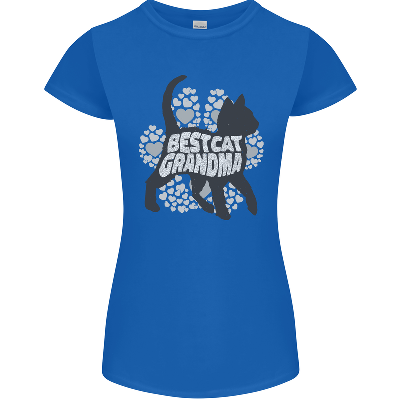 Best Cat Grandma Womens Petite Cut T-Shirt Royal Blue