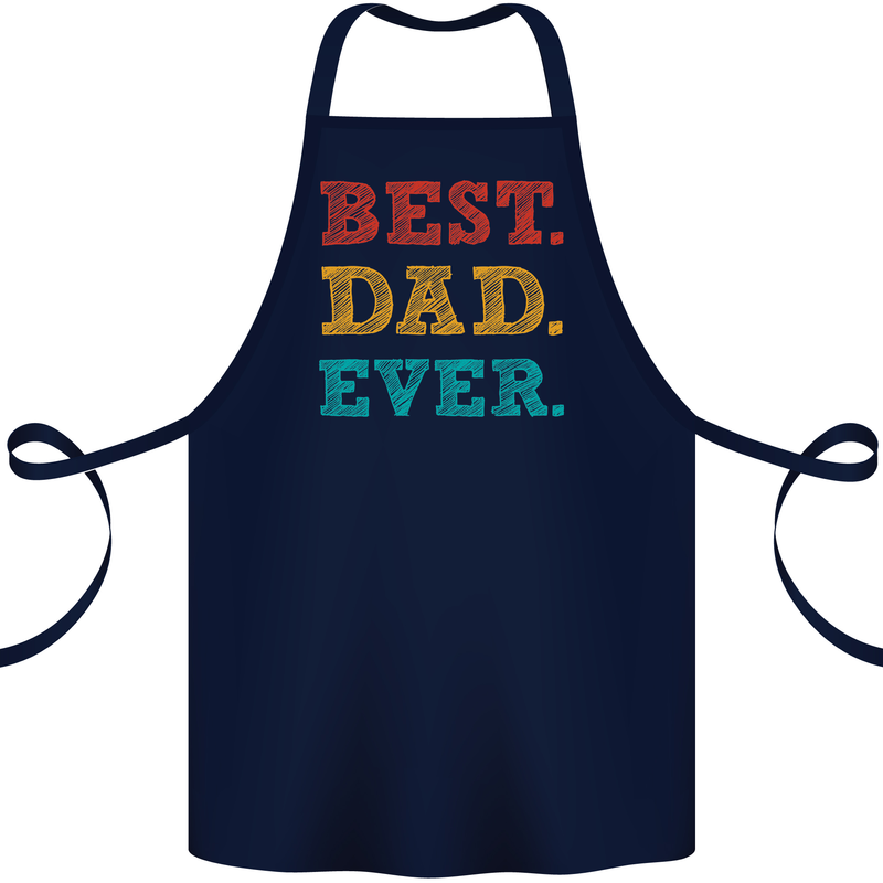 Best Dad Ever Fathers Day Gift Present Cotton Apron 100% Organic Navy Blue