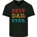 Best Dad Ever Fathers Day Gift Present Mens V-Neck Cotton T-Shirt Black