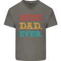 Best Dad Ever Fathers Day Gift Present Mens V-Neck Cotton T-Shirt Charcoal