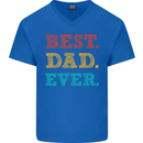 Best Dad Ever Fathers Day Gift Present Mens V-Neck Cotton T-Shirt Royal Blue