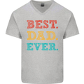 Best Dad Ever Fathers Day Gift Present Mens V-Neck Cotton T-Shirt Sports Grey