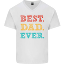 Best Dad Ever Fathers Day Gift Present Mens V-Neck Cotton T-Shirt White