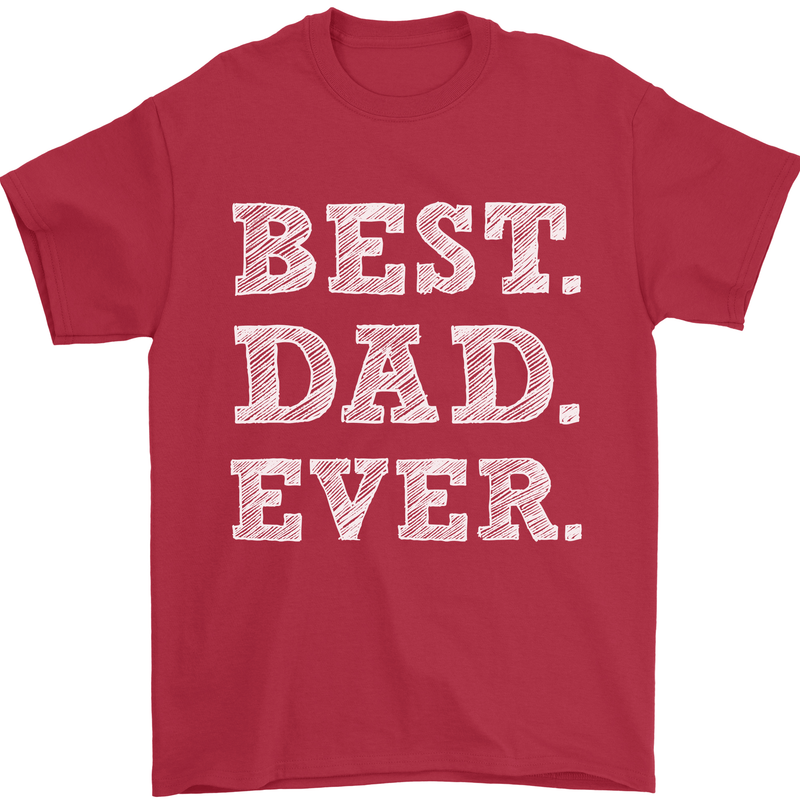 Best Dad Ever Fathers Day Present Gift Mens T-Shirt Cotton Gildan Red