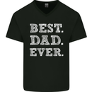Best Dad Ever Fathers Day Present Gift Mens V-Neck Cotton T-Shirt Black