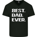 Best Dad Ever Funny Father's Day Mens V-Neck Cotton T-Shirt Black