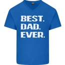 Best Dad Ever Funny Father's Day Mens V-Neck Cotton T-Shirt Royal Blue