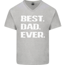 Best Dad Ever Funny Father's Day Mens V-Neck Cotton T-Shirt Sports Grey