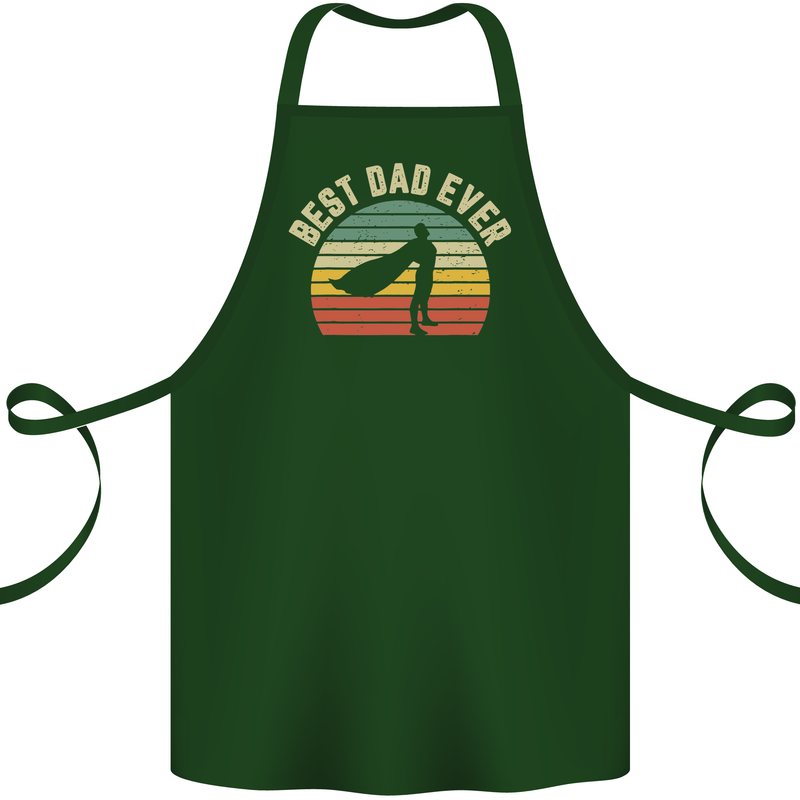 Best Dad Ever Superhero Funny Father's Day Cotton Apron 100% Organic Forest Green